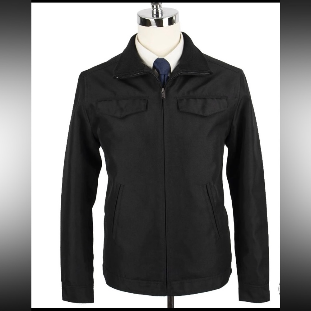 Celio Black 100% Polyester Glossy Lined Tactical Chore Jacket Medium